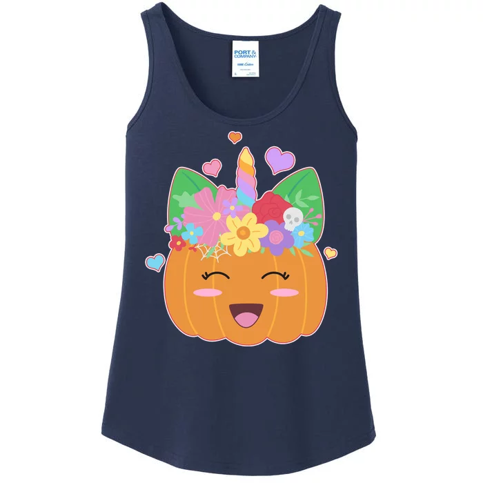 Cute Halloween Unicorn Pumpkin Ladies Essential Tank