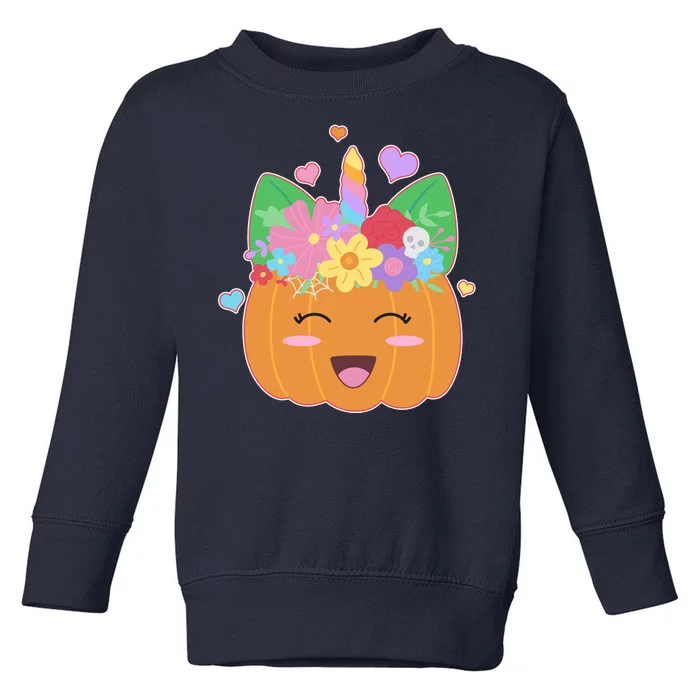 Cute Halloween Unicorn Pumpkin Toddler Sweatshirt