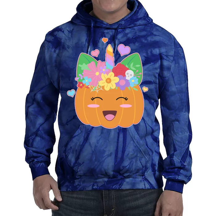 Cute Halloween Unicorn Pumpkin Tie Dye Hoodie