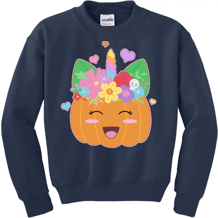 Cute Halloween Unicorn Pumpkin Kids Sweatshirt