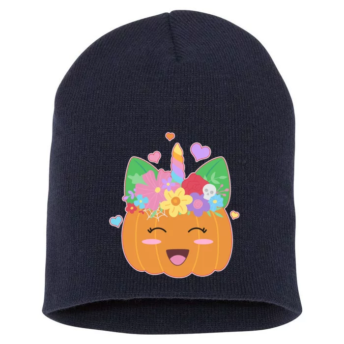 Cute Halloween Unicorn Pumpkin Short Acrylic Beanie