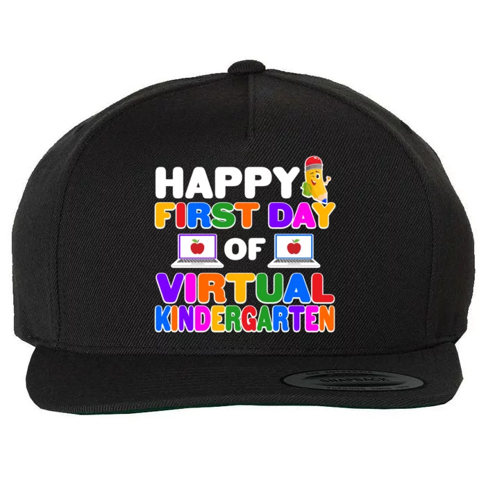 Cute Happy First Day Of Virtual Kindergarten Wool Snapback Cap