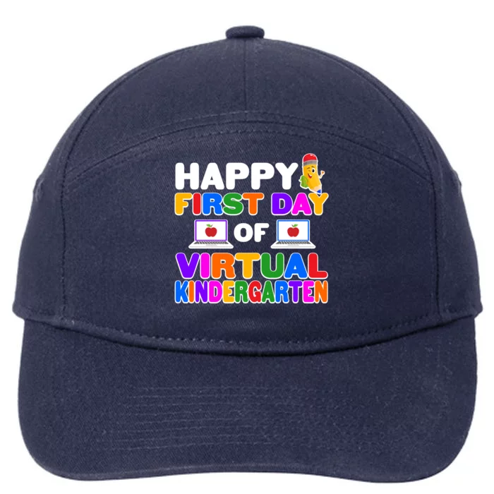 Cute Happy First Day Of Virtual Kindergarten 7-Panel Snapback Hat