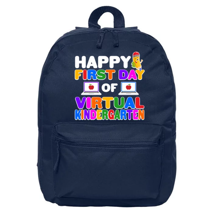 Cute Happy First Day Of Virtual Kindergarten 16 in Basic Backpack