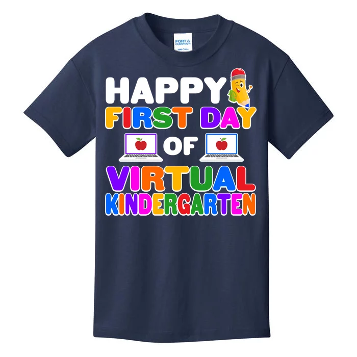 Cute Happy First Day Of Virtual Kindergarten Kids T-Shirt