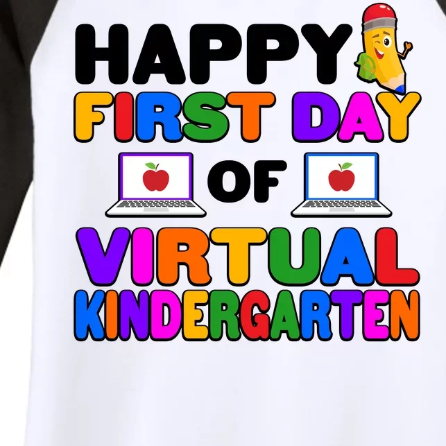 Cute Happy First Day Of Virtual Kindergarten Women's Tri-Blend 3/4-Sleeve Raglan Shirt