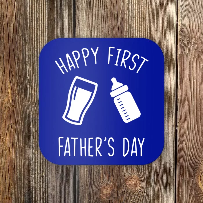 Cute Happy First Father's Day Baby Bottle Coaster