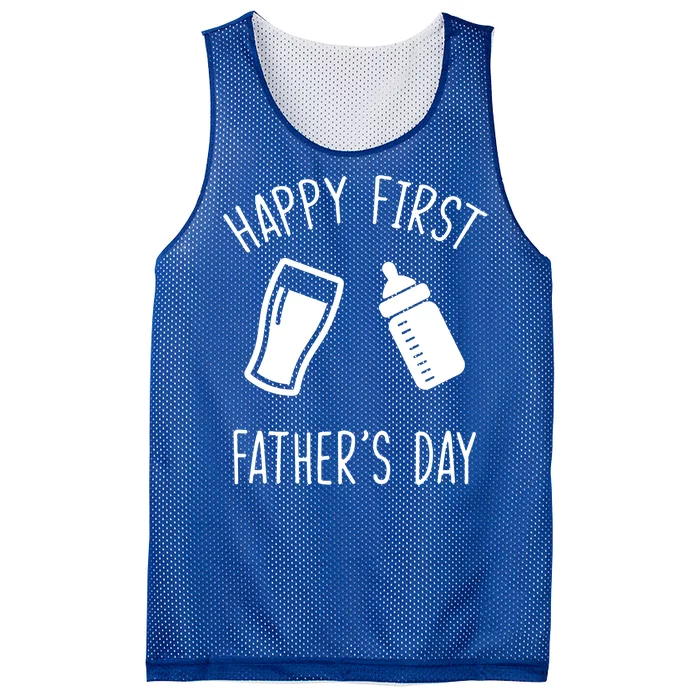 Cute Happy First Father's Day Baby Bottle Mesh Reversible Basketball Jersey Tank