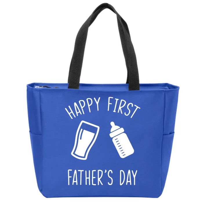 Cute Happy First Father's Day Baby Bottle Zip Tote Bag