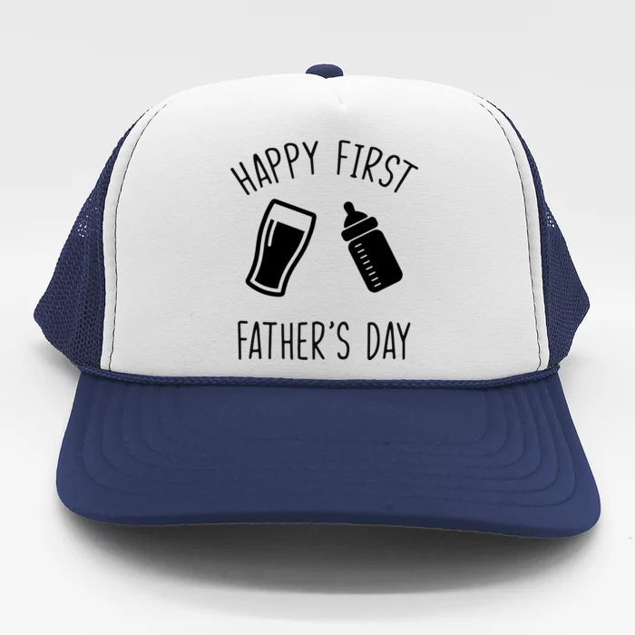 Cute Happy First Father's Day Baby Bottle Trucker Hat