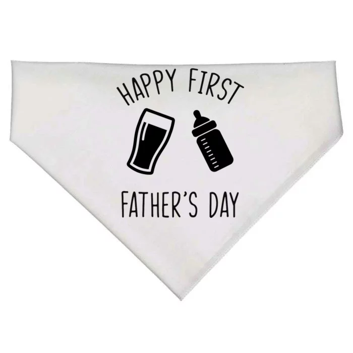 Cute Happy First Father's Day Baby Bottle USA-Made Doggie Bandana