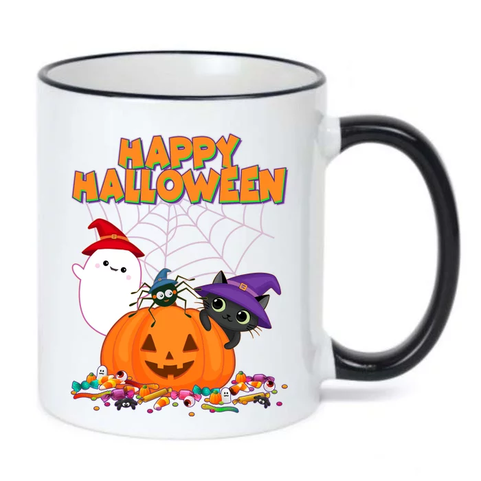 Cute Happy Halloween Friends Black Color Changing Mug