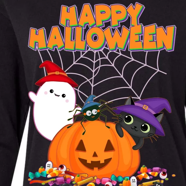 Cute Happy Halloween Friends Womens Cotton Relaxed Long Sleeve T-Shirt