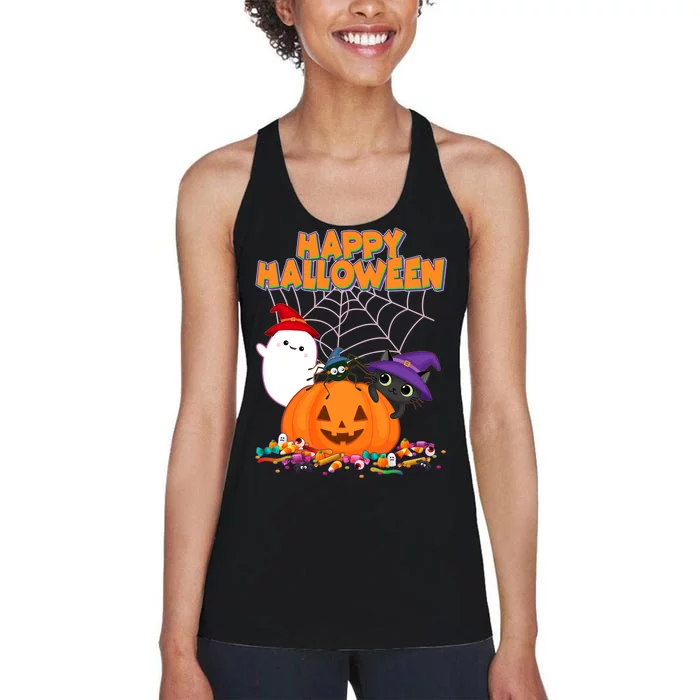 Cute Happy Halloween Friends Women's Racerback Tank