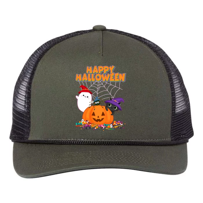 Cute Happy Halloween Friends Retro Rope Trucker Hat Cap