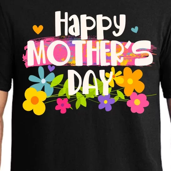 Cute Happy Mother's Day Paint Splash Flowers Pajama Set