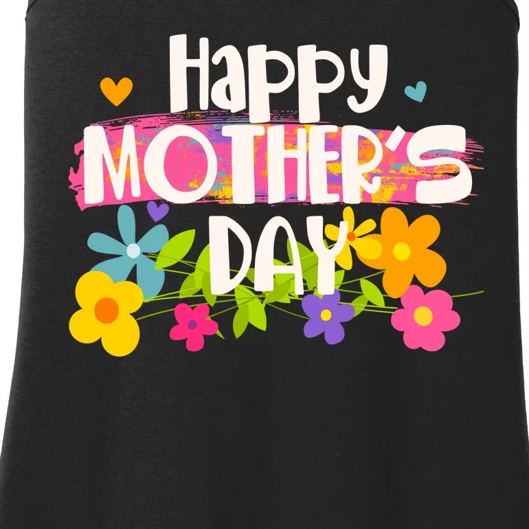 Cute Happy Mother's Day Paint Splash Flowers Ladies Essential Tank