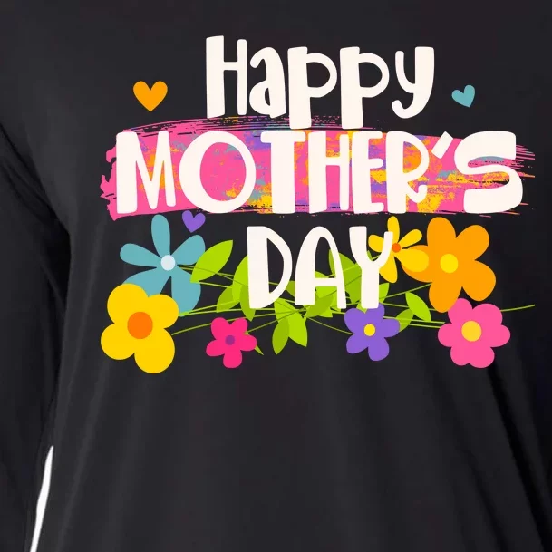 Cute Happy Mother's Day Paint Splash Flowers Cooling Performance Long Sleeve Crew