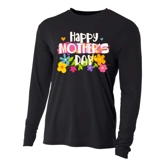 Cute Happy Mother's Day Paint Splash Flowers Cooling Performance Long Sleeve Crew