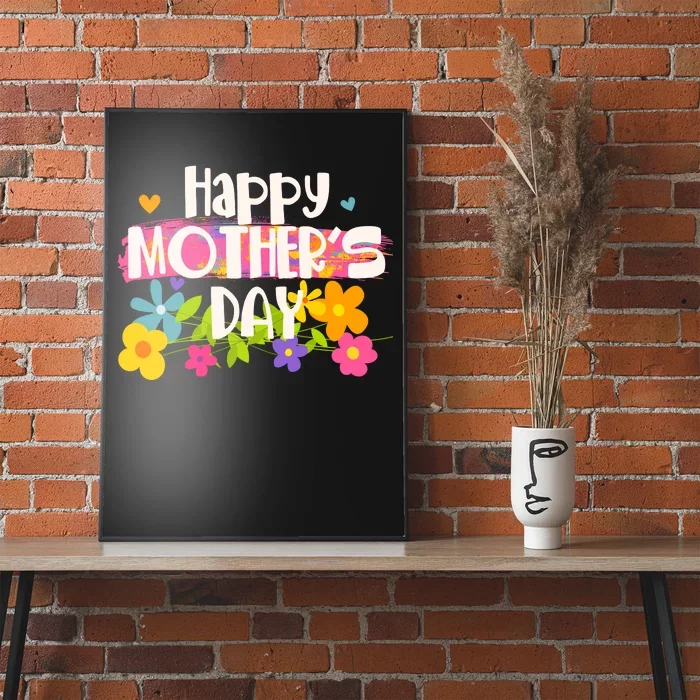 Cute Happy Mother's Day Paint Splash Flowers Poster