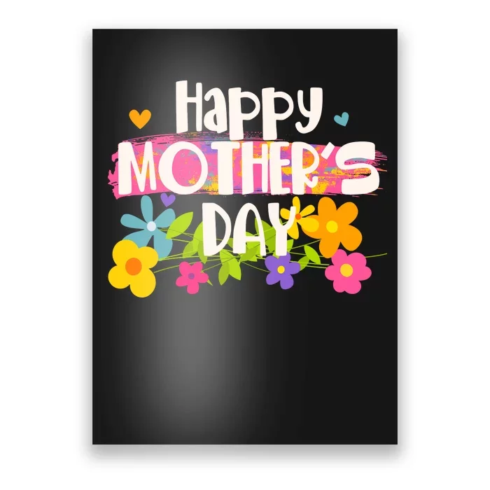 Cute Happy Mother's Day Paint Splash Flowers Poster