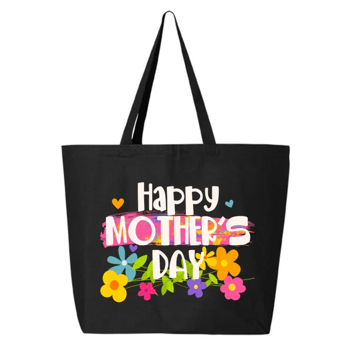 Cute Happy Mother's Day Paint Splash Flowers 25L Jumbo Tote