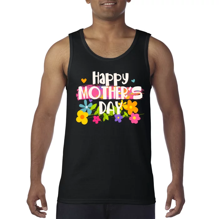 Cute Happy Mother's Day Paint Splash Flowers Tank Top