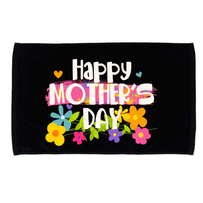 Cute Happy Mother's Day Paint Splash Flowers Microfiber Hand Towel