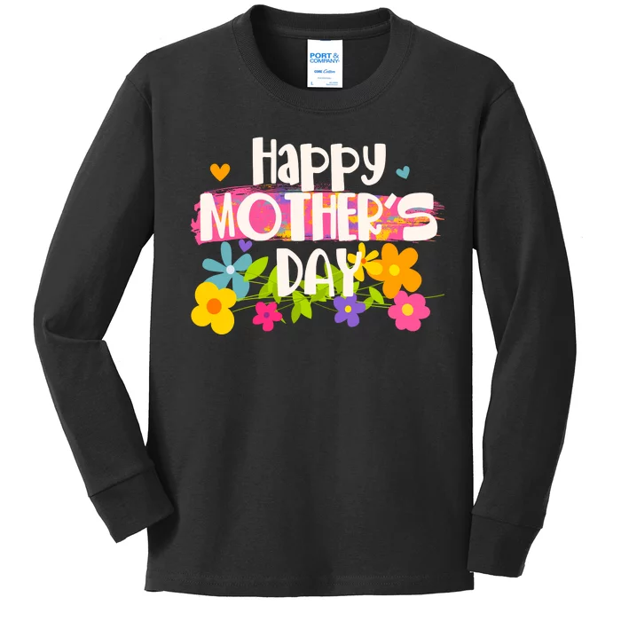 Cute Happy Mother's Day Paint Splash Flowers Kids Long Sleeve Shirt