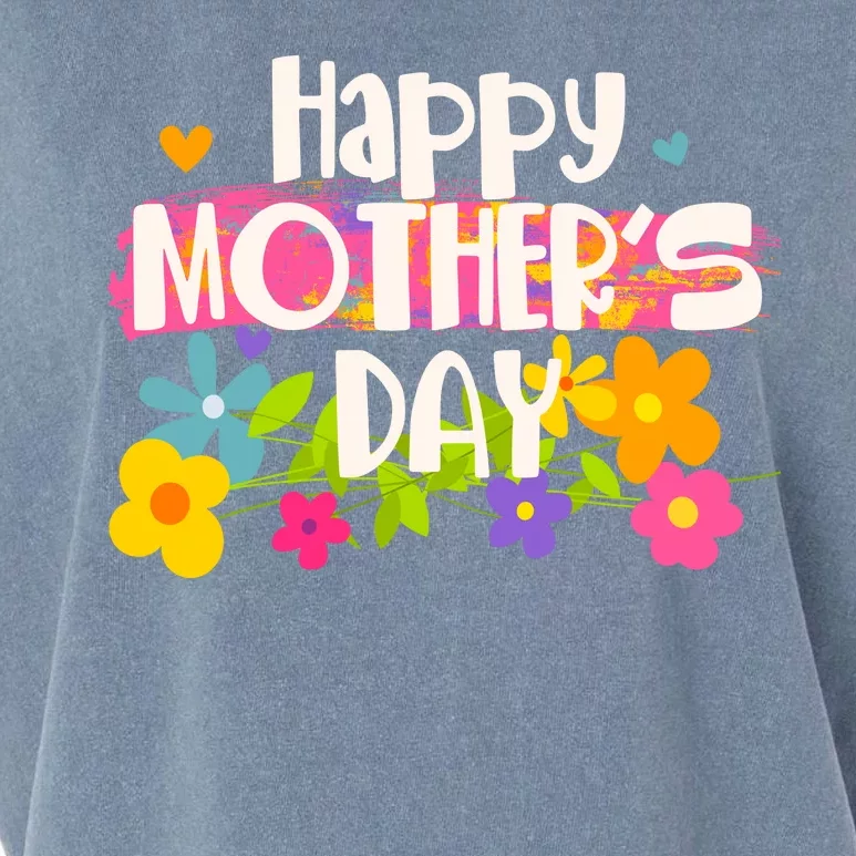 Cute Happy Mother's Day Paint Splash Flowers Garment-Dyed Women's Muscle Tee