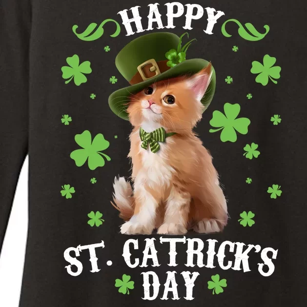 Cute Happy St Catricks Day Kitten Womens CVC Long Sleeve Shirt