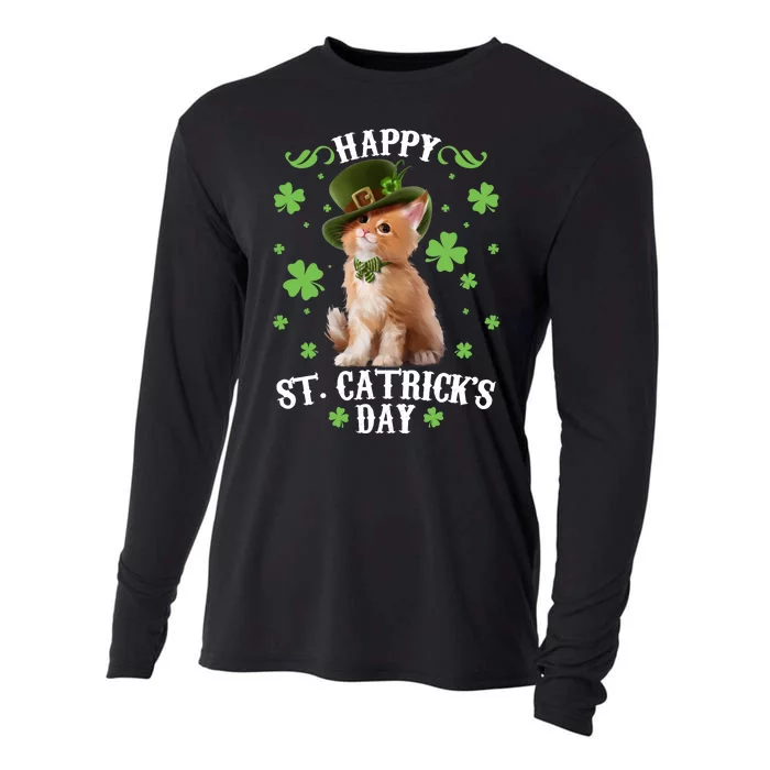 Cute Happy St Catricks Day Kitten Cooling Performance Long Sleeve Crew