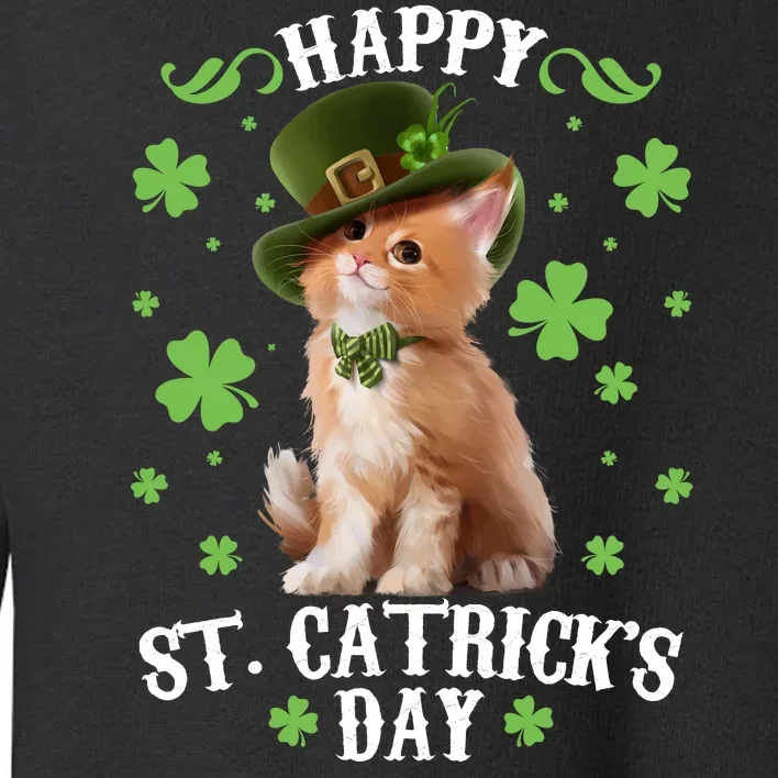 Cute Happy St Catricks Day Kitten Toddler Sweatshirt