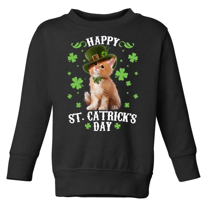 Cute Happy St Catricks Day Kitten Toddler Sweatshirt