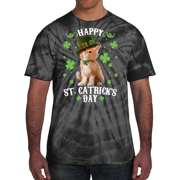 Cute Happy St Catricks Day Kitten Tie-Dye T-Shirt