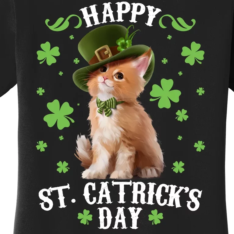 Cute Happy St Catricks Day Kitten Women's T-Shirt