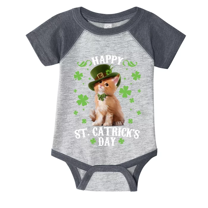 Cute Happy St Catricks Day Kitten Infant Baby Jersey Bodysuit