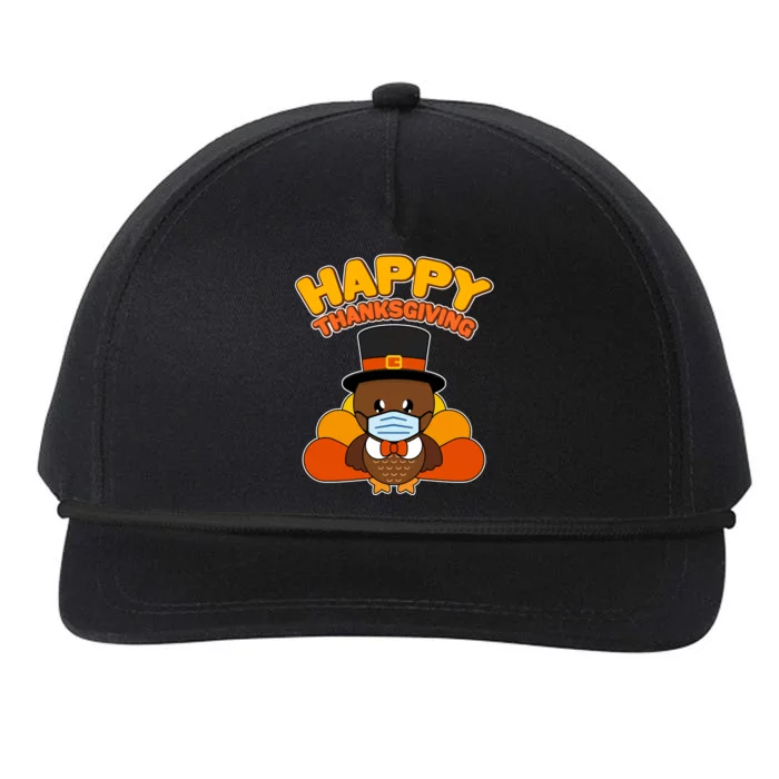 Cute Happy Thanksgiving Quarantine Turkey Mask Snapback Five-Panel Rope Hat