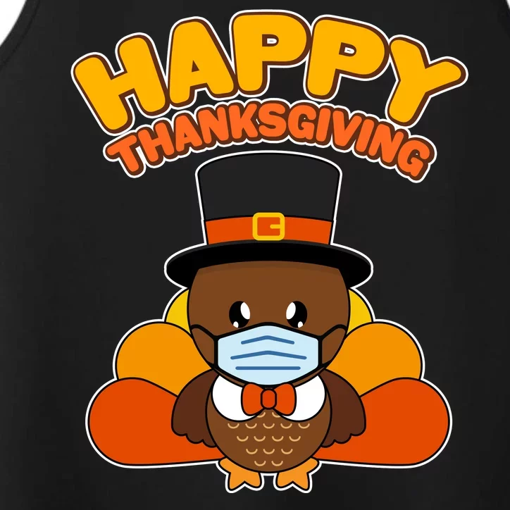 Cute Happy Thanksgiving Quarantine Turkey Mask Performance Tank