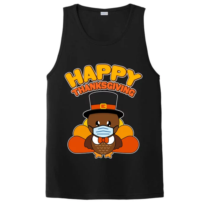 Cute Happy Thanksgiving Quarantine Turkey Mask Performance Tank