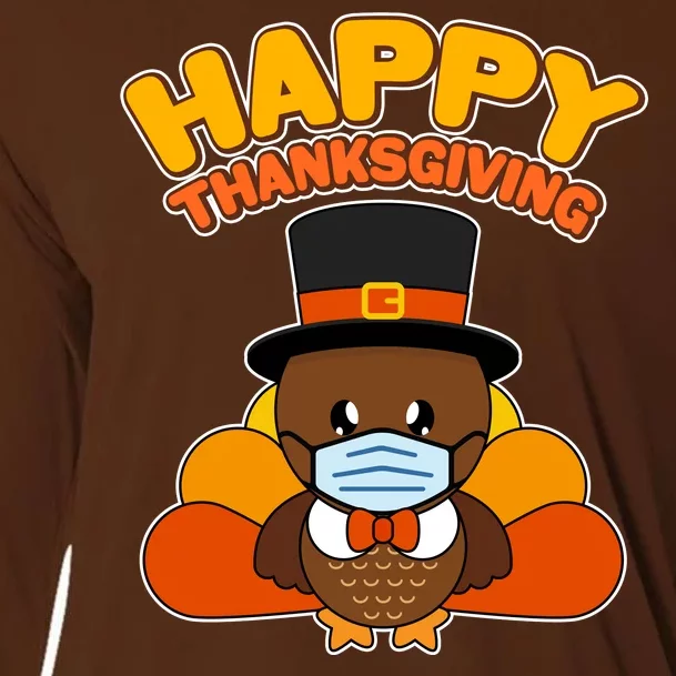 Cute Happy Thanksgiving Quarantine Turkey Mask Cooling Performance Long Sleeve Crew