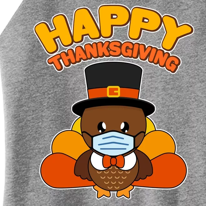 Cute Happy Thanksgiving Quarantine Turkey Mask Women’s Perfect Tri Rocker Tank