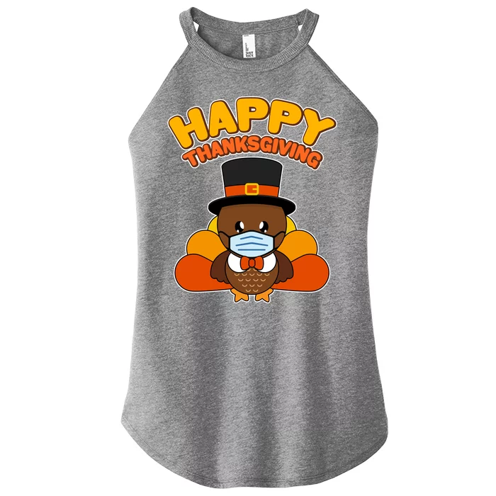 Cute Happy Thanksgiving Quarantine Turkey Mask Women’s Perfect Tri Rocker Tank