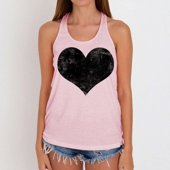 Cute Heart Valentines Day Vintage Distressed Women's Knotted Racerback Tank