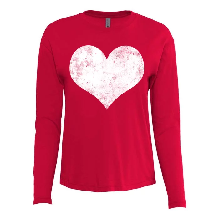 Cute Heart Valentines Day Vintage Distressed Womens Cotton Relaxed Long Sleeve T-Shirt