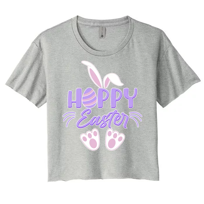 Cute Hoppy Happy Easter Bunny Women's Crop Top Tee