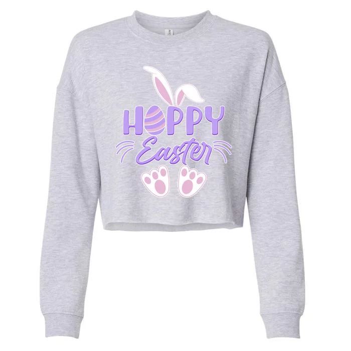 Cute Hoppy Happy Easter Bunny Cropped Pullover Crew