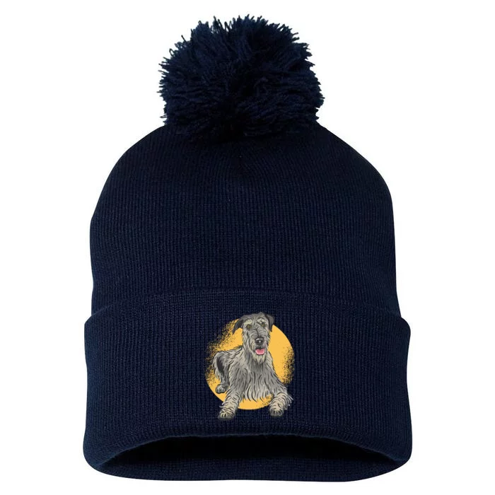 Cute Hound Dog Pom Pom 12in Knit Beanie