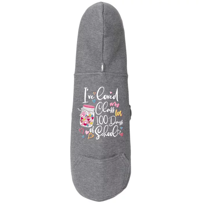 Cute I Loved My Class for 100 Days of School Valentine's Day Doggie 3-End Fleece Hoodie