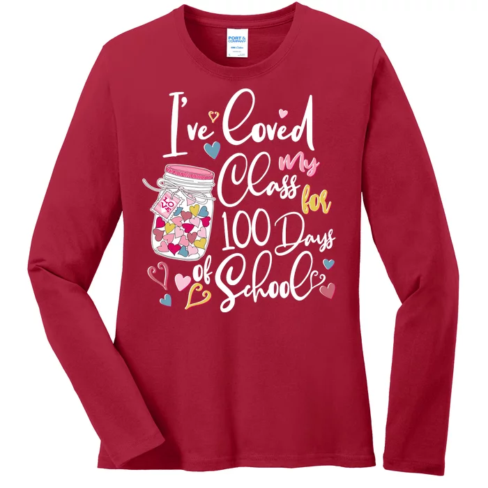 Cute I Loved My Class for 100 Days of School Valentine's Day Ladies Long Sleeve Shirt